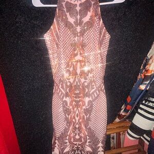 Express Pink and Brown Backless Dress